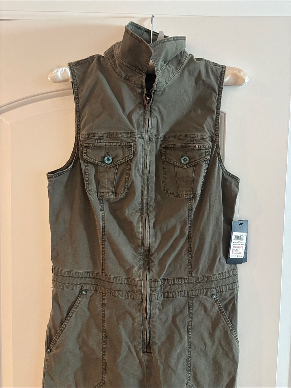Guess Olive Green Sleeveless Utility Jumpsuit - Picture 3 of 7